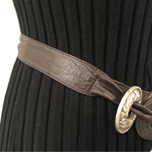 Vintage Sz S Genuine Leather Chocolate Brown Belt - Picture 6 of 12